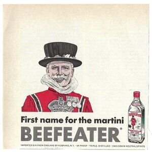 1967 Beefeater Imported Gin from England Martini Vintage Magazine Print Ad